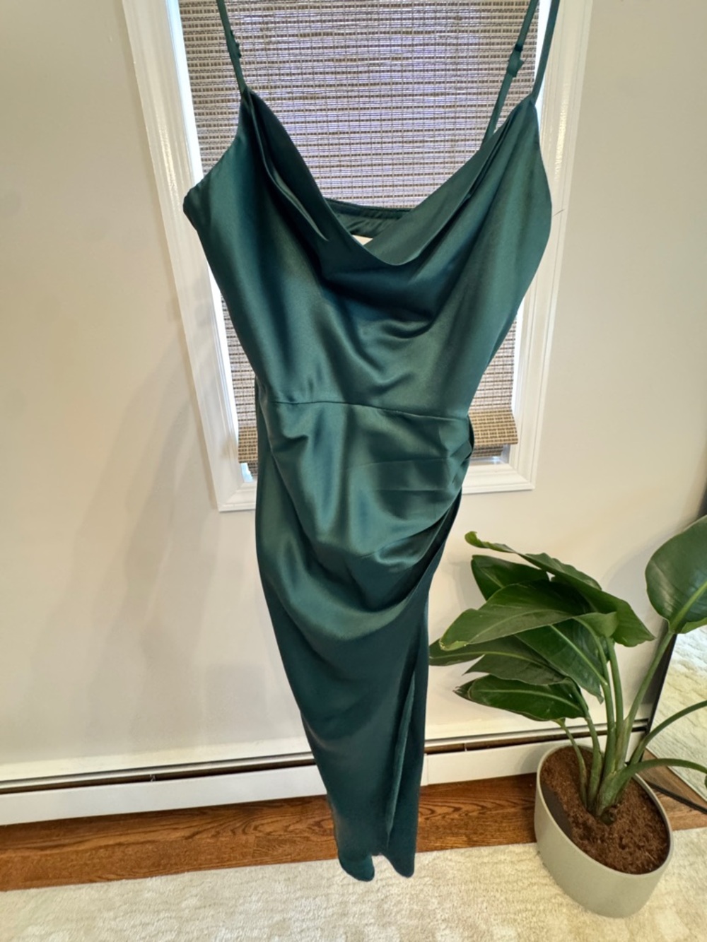 Hello Molly Teal Satin Cowl Midi Dress | Size: XS - Picture 4 of 6